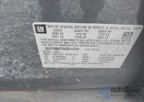 2010 Cadillac Srx Performance Collection z USA, uszkodzony, nr VIN 3GYFNBEY3AS610243